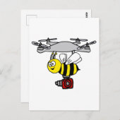 Cool Yellow Jacket Bee Drone Cartoon Briefkaart (Voorkant / Achterkant)