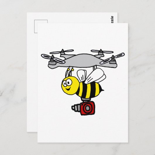 Cool Yellow Jacket Bee Drone Cartoon Briefkaart (Voorkant / Achterkant)