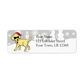 Cool Yellow Lab Cartoon Kerst Etiket (Voorkant)