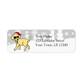 Cool Yellow Lab Cartoon Kerst Etiket