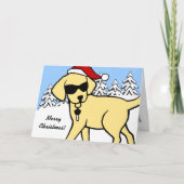 Cool Yellow Lab Cartoon Kerstsneeuw Bossen Feestdagen Kaart (Voorkant)