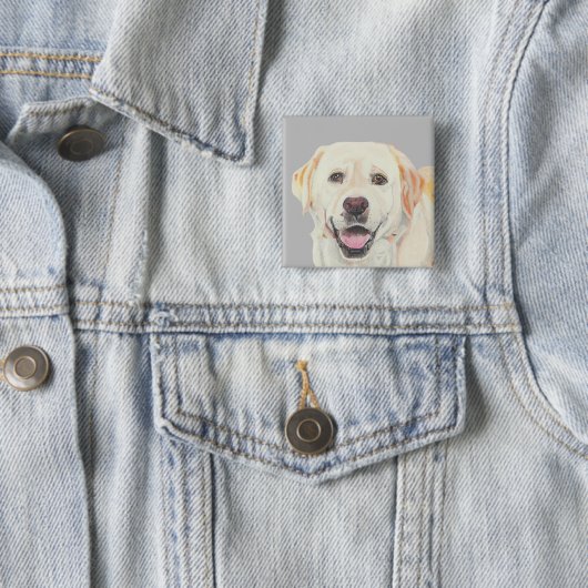 Cool Yellow Lab Pin Button (In situ)