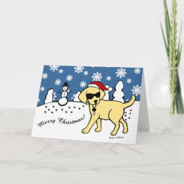 Cool Yellow Labrador Cartoon Christmas Feestdagen Kaart