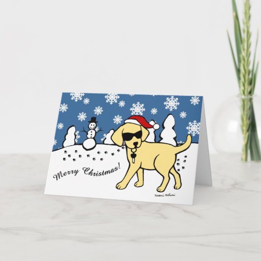 Cool Yellow Labrador Cartoon Christmas Feestdagen Kaart (Voorkant)