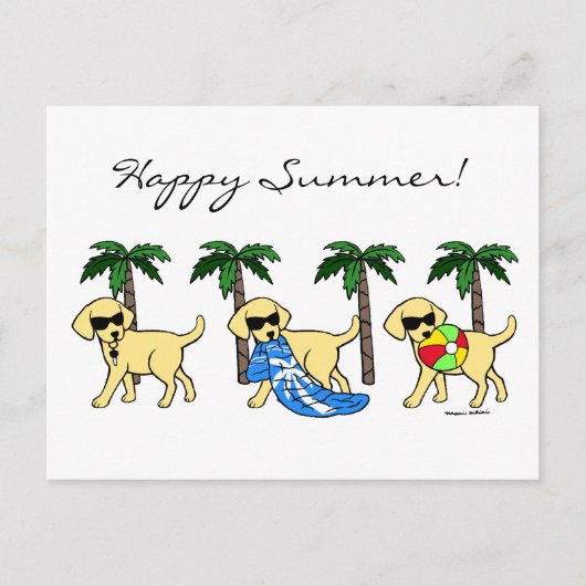 Cool Yellow Labradors Cartoon Briefkaart (Voorkant)