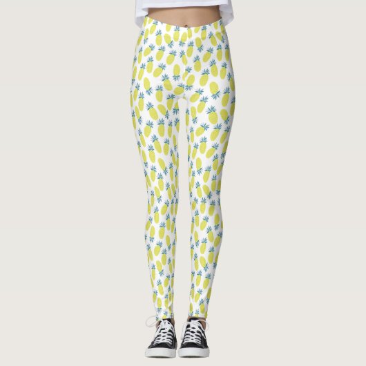 Cool Yellow Pineapples Patroon Leggings (Voorkant)