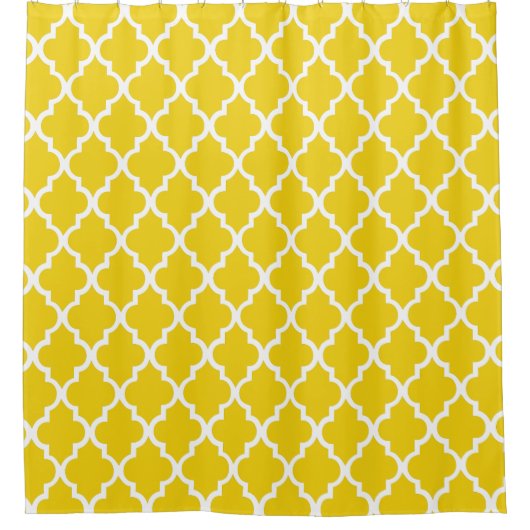 Cool Yellow Quatrefoil Patroon Douchegordijn (Voorkant)