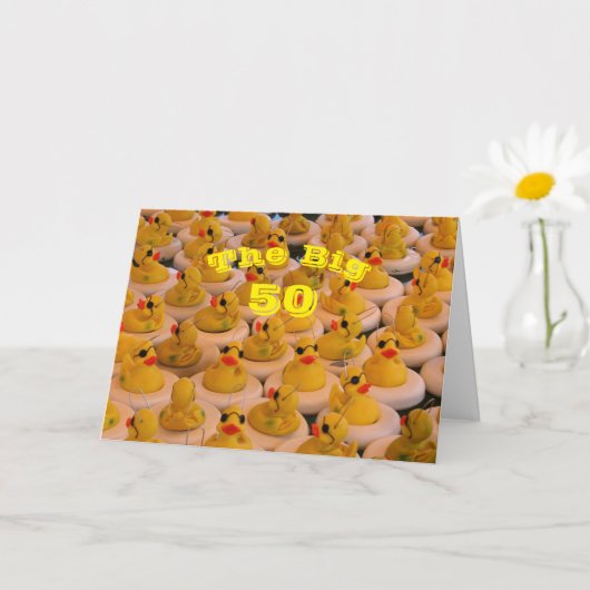Cool Yellow Rubber Ducks Funny 50th Birthday Kaart (Kleine Plant)