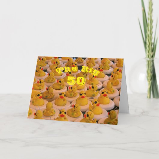 Cool Yellow Rubber Ducks Funny 50th Birthday Kaart (Voorkant)