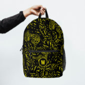 Cool Yellow Tiger Wild Animal Print Monogram Bedrukte Rugzak