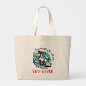 Cool Yeti Skiën Adventure Fun Grote Tote Bag (Achterkant)
