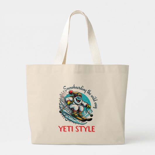 Cool Yeti Skiën Adventure Fun Grote Tote Bag (Achterkant)