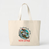 Cool Yeti Skiën Adventure Fun Grote Tote Bag (Voorkant)