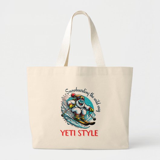 Cool Yeti Skiën Adventure Fun Grote Tote Bag (Voorkant)