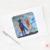 Cool yoga Surf Sunset Art Square Stickers, glanzen Vierkante Sticker (Envelop)