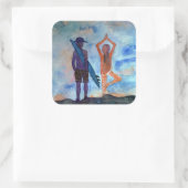 Cool yoga Surf Sunset Art Square Stickers, glanzen Vierkante Sticker (Tas)