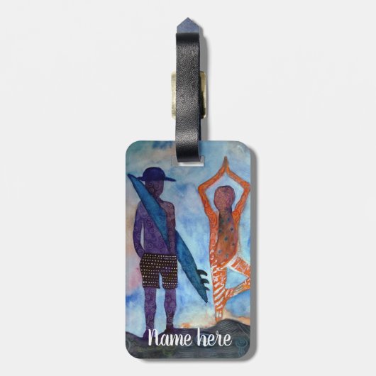 Cool Yoga Surf Sunset Bagagelabel (Achterkant verticaal)