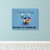 Cool Yorkie Dog met Zonnebril Canvas Afdruk (Insitu (Houten vloer))