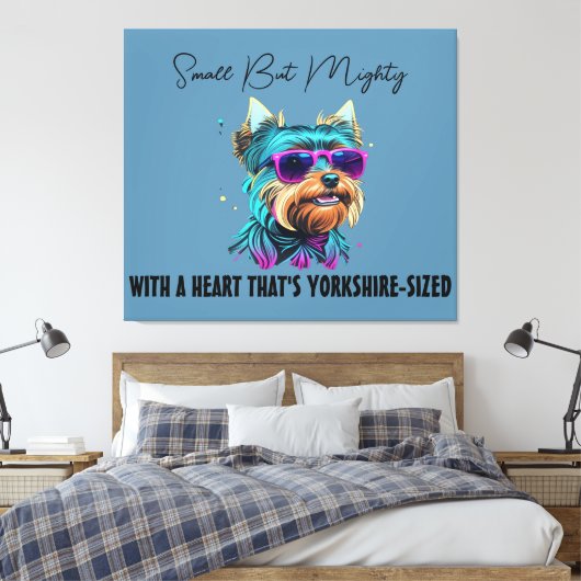 Cool Yorkie Dog met Zonnebril Canvas Afdruk (Insitu (Slaapkamer))