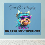 Cool Yorkie Dog met Zonnebril Canvas Afdruk (Insitu (Houten vloer))