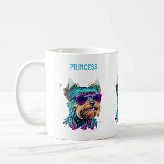 Cool Yorkie Dog met Zonnebril Koffiemok (Links)