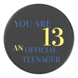 Cool You Are 13 Zwart Geel Blauw Verjaardag Hockey Puck