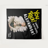 Cool You Rock Happy Bday Zwart Geel Penseel Foto Wandkleed (Voorkant (horizontaal))