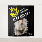 Cool You Rock Happy Bday Zwart Geel Penseel Foto Wandkleed (Voorkant)