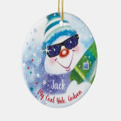 Cool Yule, Godson, Snowman in Shades, Kerstmis Keramisch Ornament (Rechts)