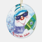 Cool Yule, Godson, Snowman in Shades, Kerstmis Keramisch Ornament (Links)