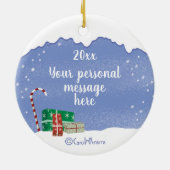 Cool Yule, Godson, Snowman in Shades, Kerstmis Keramisch Ornament (Achterkant)