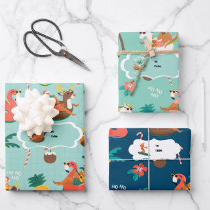 Cool Yule Midden-euwse moderne tropische Kerstma Inpakpapier Vel