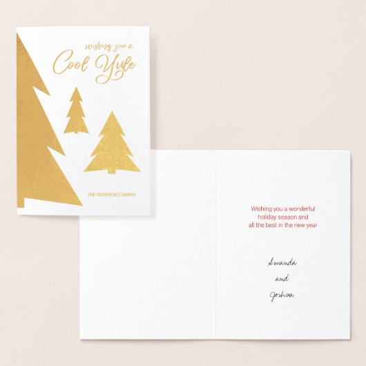 Cool Yule Modern Script Trees Holiday Gold Folie Kaarten (Display)