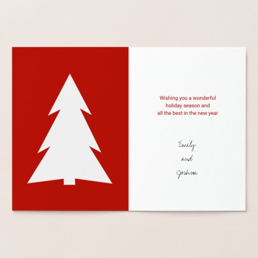 Cool Yule Moderne Bomen Vakantie Rood en Goud Echt Folie Kaarten (Binnen)