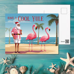 Cool Yule Santa en Flamingos Beach Kerstmis Feestdagenkaart<br><div class="desc">Introductie van onze Cool Yule Santa en Flamingos Beach Christmas Briefkaart - een mix van vakantietraditie en tropisch plezier! Santa en zijn flamingo vrienden op een zandstrand. Perfect voor het verspreiden van feestvreugde met een leuke twist. Groet - "Heb een koele yule"</div>