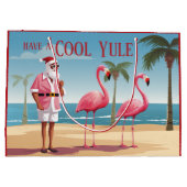 Cool Yule Santa en Flamingos Beach Kerstmis Groot Cadeauzakje (Achterkant)