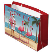 Cool Yule Santa en Flamingos Beach Kerstmis Groot Cadeauzakje (Achterkant Gekanteld)