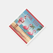 Cool Yule Santa en Flamingos Beach Kerstmis Servet (Hoek)