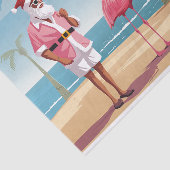 Cool Yule Santa en Flamingos Beach Kerstmis Tissuepapier (Detail)