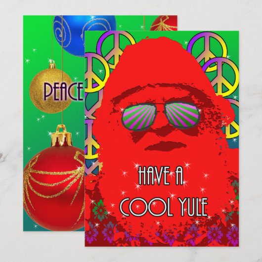 Cool Yule Santa Feestdagenkaart (Voorkant / Achterkant)