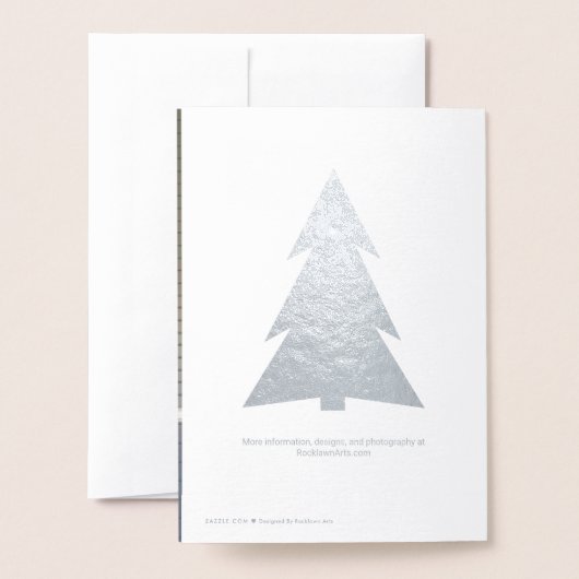 Cool Yule Script Trees Your Photo Holiday Silver Folie Kaarten (Met envelop)