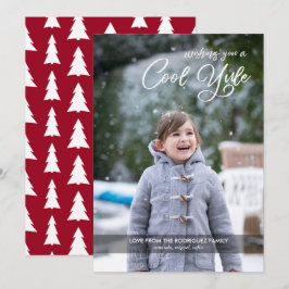 Cool Yule Script Uw foto Bourgondische Kerstmis Feestdagenkaart