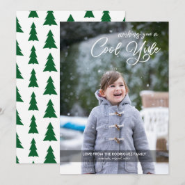 Cool Yule Script Uw foto Groene Bomen Kerstmis Feestdagenkaart