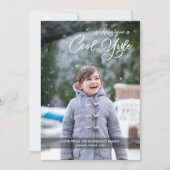 Cool Yule Script Uw Foto Mint Groene Kerst Feestdagenkaart (Voorkant)