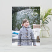 Cool Yule Script Uw Foto Mint Groene Kerst Feestdagenkaart (Staand voorkant)
