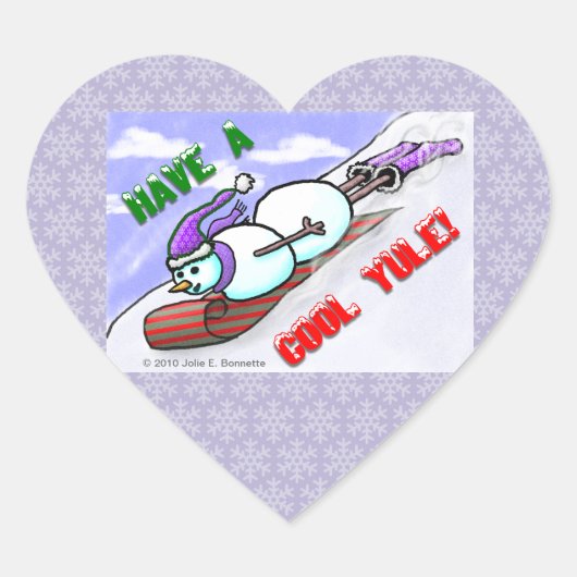 Cool Yule Snowman Heart Sticker (Voorkant)