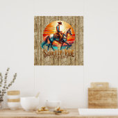 Cool zadel rit paard Western Poster (Keuken)