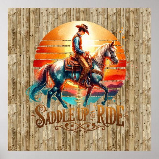 Cool zadel rit paard Western Poster (Voorkant)