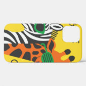 Cool zebra en giraffe met bril op gele achtergrond Case-Mate iPhone case (Achterkant (horizontaal))