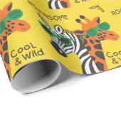 Cool Zebra Giraffe Cartoon Illustratie Cadeaupapier (Rol Hoek)